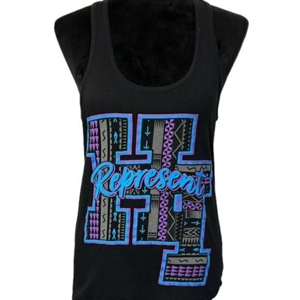 Black Tank Top Shirt Iconic Hawaii “HI Represent” Graphic Size Med EUC #7495